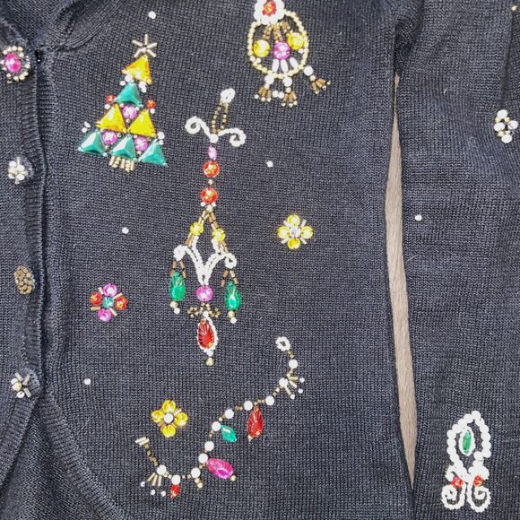 K.I.K.I.T S Christmas Sweater Size Large Beaded - Picture 7 of 16